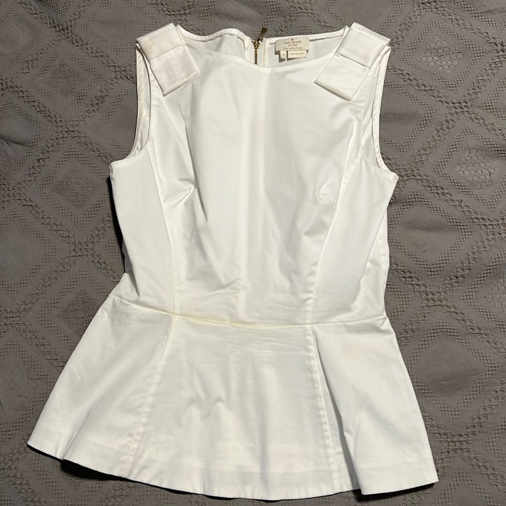 Kate Spade Bow Shoulder Peplum Blouse